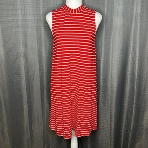 J. CREW RED AND WHITE STRIPED SLEEVELESS JERSEY DRESS SIZE XS